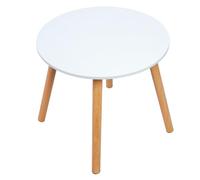 Altsuceser Bureau de salle à manger avec pieds en bois massif, table basse de style scandinave, petite table ronde moderne, convient pour le salon, la salle à manger, blanc