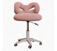 Altsuceser Chaise de coiffeuse pivotante, réglable en hauteur, chaise de maquillage élégante avec nœud en peluche, chaises de bureau adaptées pour chambre à coucher, étude, bureau - Rose