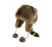 Altsuceser Chapeau en fausse fourrure de raton laveur avec cache-oreilles pour l'hiver adulte