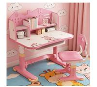 Altsuceser Ensemble bureau et chaise en forme de château ergonomique avec tiroir de rangement, table d'étude réglable en hauteur, convient aux enfants de 3 à 12 ans, rose