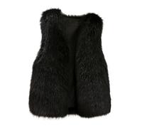 Altsuceser Gilet d'hiver en fausse fourrure pour femme, manteau en fausse fourrure, cape châle, gilet sans manches en fourrure noir, taille M