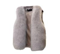 Altsuceser Gilet d'hiver en fausse fourrure pour femme, manteau en fausse fourrure, cape, châle, gilet sans manches en fourrure, gris, taille 2XL, gris, Taille unique