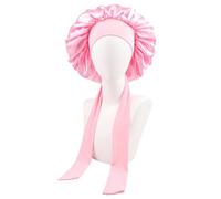 Altsuceser Lot de 2 bonnets en soie pour femme endormie, bonnet de cheveux en satin avec nœud à lacets, bonnet de douche, bonnet de nuit, bonnet de salon de beauté, chapeau de salon, rose, taille