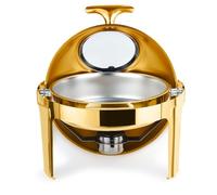 Altsuceser Lot de 4 plats ronds de 9 L avec couvercle en verre trempé, serveur de buffet en acier inoxydable, casserole à eau incluse, chauffe-aliments pour fêtes, dîners de famille et événements