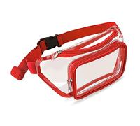 Altsuceser Sac banane transparent approuvé par le stade, sac banane transparent étanche avec ceinture réglable pour le sport, les festivals, les jeux, les voyages et les concerts, Rouge, Taille unique