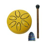 Altsuceser Tambour à langue en acier de 7,6 cm à 6 notes pour l'extérieur du jardin, carillon de pluie, mini chakra, petit tambour éthéré avec maillet pour yoga zen doré
