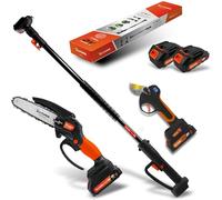 Altuna Kit de Taille à Batterie en Titane - Tronçonneuse à Batterie + Sécateur Électrique + Perche Télescopique pour Élaguer à une Hauteur de 1,63 Mètre - Inclut 2 Batteries, Noir