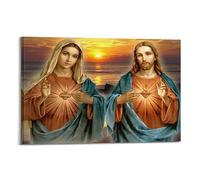 ALTUY Poster Jésus sur toile Marie et Jésus 20 x 30 cm