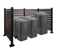Alu Clôture pour poubelles HWC-K57, Cache-Poubelle, Aspect Bois Extensible 130x206x110cm - Gris