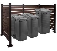 Alu clôtures pour poubelles HWC-K57, habillage pour poubelles, aspect bois extensible 130x206x110cm ~ brun