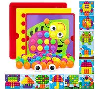 AluAbi Button Art Jouets pour tout-petits, panneau perforé mosaïque assortie pour enfants de 3 à 5 ans, activités d'apprentissage préscolaire, jouets éducatifs, jeu de motricité fine, cadeaux pour