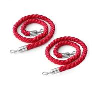 Aluanz Cordes de barrière avec mousquetons 150 cm - Lot de 2 - Corde tressée avec crochet en acier inoxydable pour poteaux de guidage et poteaux VIP, Corde de délimitation - Rouge/argent
