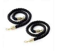 Aluanz Cordes de barrière avec mousquetons 150 cm - Lot de 2 - Corde tressée avec crochet en acier inoxydable pour poteaux de guidage et poteaux VIP, Corde de délimitation - Ø 32 mm - Noir/or