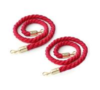 Aluanz Cordes de barrière avec mousquetons 150 cm - Lot de 2 - Corde tressée avec crochet en acier inoxydable pour poteaux de guidage et poteaux VIP, Corde de délimitation - Ø 32 mm - Rouge/or
