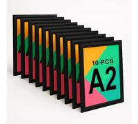 Aluanz Porte Affiche A2 Noir - Lot de 10 - Cadre clic-clac interchangeable, Affiche murale avec film antireflet, Cadre aluminium, Utilisation horizontale ou verticale - 63 x 45 x 1,2 cm
