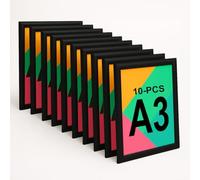 Aluanz Porte Affiche A3 Noir - Lot de 10 - Cadre clic-clac interchangeable, Affiche murale avec film antireflet, Cadre aluminium, Utilisation horizontale ou verticale - 45 x 33 x 1,2 cm
