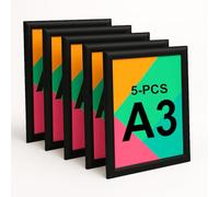 Aluanz Porte Affiche A3 Noir - Lot de 5 - Cadre clic-clac interchangeable, Affiche murale avec film antireflet, Cadre aluminium, Utilisation horizontale ou verticale - 45 x 33 x 1,2 cm