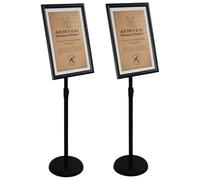 Aluanz Porte affiche A3 sur pied noir - Support d’information, Présentoir sur pied hauteur réglable, Porte affiche en aluminium, Présentoir pivotant, Présentoir buffet - Hauteur 75-125 cm