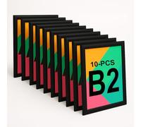 Aluanz Porte Affiche B2 Noir - Lot de 10 - Cadre clic-clac interchangeable, Affiche murale avec film antireflet, Cadre aluminium, Utilisation horizontale ou verticale - 73 x 53 x 1,2 cm