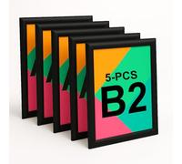 Aluanz Porte Affiche B2 Noir - Lot de 5 - Cadre clic-clac interchangeable, Affiche murale avec film antireflet, Cadre aluminium, Utilisation horizontale ou verticale - 73 x 53 x 1,2 cm