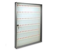 ALUBOX Boîte à Clés Murale en Aluminium 30X5X14 cm - Porte-Clés Mural pour Intérieur ou Extérieur Protégé - Made in Italy avec 96 Crochets Numérotés (ARGENT MATALLIQUE)