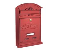 ALUBOX Boîte aux lettres d'extérieur 42 x 27 x 8,5 cm Boîte aux lettres en aluminium moulé sous pression en laiton Ouverture à vasistas étanche Format magazine (rouge)