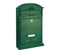 ALUBOX Boîte aux lettres d'extérieur 42 x 27 x 8,5 cm Boîte aux lettres en aluminium moulé sous pression en laiton Ouverture à vasistas étanche Format magazine (vert)