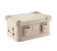 Alubox Caisse verrouillable E18S Sahara beige - Boîte de rangement de qualité supérieure de 18 litres - Épaisseur du matériau : 1 mm - Couvercle avec coins empilables en aluminium moulé sous pression