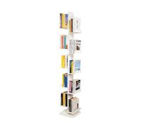 ALUBOX DEMETRA Bibliothèque verticale à colonne de sol autoportante 167 x 30 x 30 cm Bibliothèque économe en espace en aluminium galvanisé avec 10 étagères de 17 x 23 cm (double blanc)