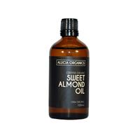 ALUCIA ORGANICS Huile d'amande douce certifiée biologique 100ml - Huile d'amande 100% pure pour le visage, le corps et les cheveux - Naturelle, pressée à froid et non raffinée (100ml)