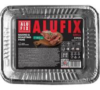ALUFIX Fix Plateaux de cuisson jetables en aluminium/Lot de 3/ Plats à griller et à cuire au four/ 22,5x17cm/ Plateaux en aluminium/Plats à gratin robustes/Grand format