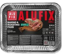 ALUFIX Fix Plateaux de cuisson jetables en aluminium/Lot de 3/ Plats à griller et à cuire au four/ 32x26cm/ Plateaux en aluminium/Plats à gratin robustes/Grand format