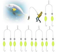 Alula777 (Lot de 6 Hameçon Double avec Ligne de Fond inversée, hameçon Double de pêche, Hameçon de pêche Double inversé Anti-emmêlement,pour la pêche au Jigging en Eau Douce et en mer, et Le Lancer à