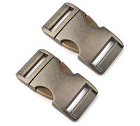 Alumaxx 2x fermetures à clic métal 5/8'' (15mm), fermoir clip enfichable surface laitonnée couleur doré vieilli, boucles de rechange pour sangle, cordon, paracorde, collier chien, dimensions 39 x 21mm