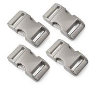 Alumaxx lot de 4 boucles de fermeture à clic métal 3/8 (10mm), satinée argent mat, clips pour bracelets paracorde et colliers pour chien, sangles de sac à dos, remplacement de fermeture, maroquinerie