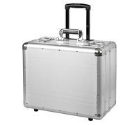 Alumaxx Multifunktions - Koffer Challenger, Businesstrolley aus Aluminium, Alu Trolley, Pilotenkoffer Mallette Ordinateur à roulettes, 45 cm, 21 liters, Argenté (Silber)