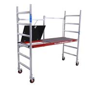Alumexx Red Line Échafaudage de travail - Échelle transformable - Échaffaudage alu roulant - Échafaudage - Petit échafaudage - Échafaudage de jardin (Type A: Avec treppe (Hauteur de travail 3mêtre))