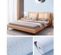 AluMiniature um Revêtement mural en feuille d'aluminium avec texture lin, papier peint autocollant pour rénovation de maison, décoration imperméable et isolante, rouleau de vinyle (bleu, 10 m)