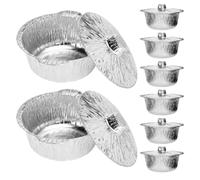 Aluminium 2000ml 8 Pièces avec Couvercles Barquettes Rondes | Papier Aluminium Recyclable, Adaptées au Congélateur, Transport Pratique, pour Camping, Voyages, Restes, Huîtres et Plats