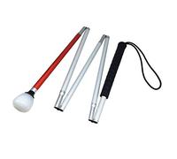 Aluminium Canne Blanche pour Aveugle,Pliante en 5 Sections avec Boule Tournante à Roulement (120 cm (47.2 inch), Noir Poignée)