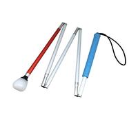 Aluminium Canne Blanche pour Aveugle,Pliante en 5 Sections avec Boule Tournante à Roulement (135 cm (53.1 inch), Bleu Poignée)