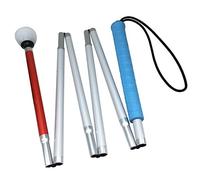 Aluminium Canne Blanche pour Aveugle,Pliante en 6 Sections avec Boule Tournante à Roulement (135 cm (53.1 inch), Bleu Poignée)