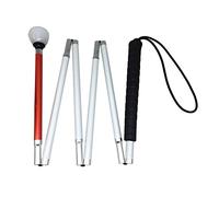 Aluminium Canne Blanche pour Aveugle,Pliante en 6 Sections avec Boule Tournante à Roulement (145 cm (57.1 inch), Noir Poignée)