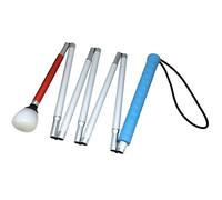Aluminium Canne Blanche pour Aveugle,Pliante en 7 Sections avec Boule Tournante à Roulement (145 cm (57.1 inch), Bleu Poignée)