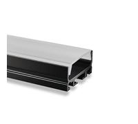 Aluminium de U Profile pour led Stripes/Rayures, Alu U-Profil Mini 24 schwarz für LED Streifen bis 24mm + flacher milchiger Abdeckung, EFP