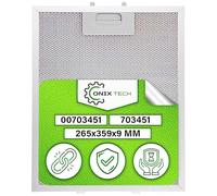 Aluminium Filtre Hotte à Graisse 265x359x9 mm 00703451 pour Bosch | avec Code Original 703451 10035302 pour Siemens pour Balay - Garantie de 5 Ans - ONIX TECH