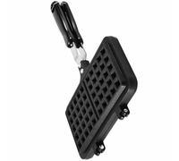 Aluminium Moule à Gaufres Noir Antiadhésif pour Cuisson Maison | Design Sobre, Texture Nette, Portable, pour Pâte à Gaufres et Sandwichs Grillés, Usage sur Plaque