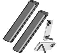 Aluminium Phone Holder 2 Packs, Adjustable Vertical And Horizontal Desk Phone Holder Compatible With Mobile Phones, Desktops, Other Ipad Smartphones, Tablets And More - Black