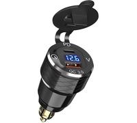 Aluminium Prise DIN Chargeur Rapide de Moto,Qidoe QC3.0 18W et PD20W Adaptateur Din Hella vers USB avec Affichage de la Tension