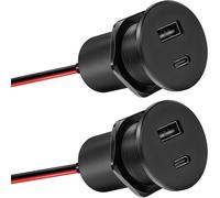 Aluminium Prise Usb 12V Camping-Car Chargeur, Double Port Pd3.0 Usb-C 30W Et Qc3.0 Usb-A 18W, Pour Bateau Marine Camion Caravane Véhicule (2Pcs)